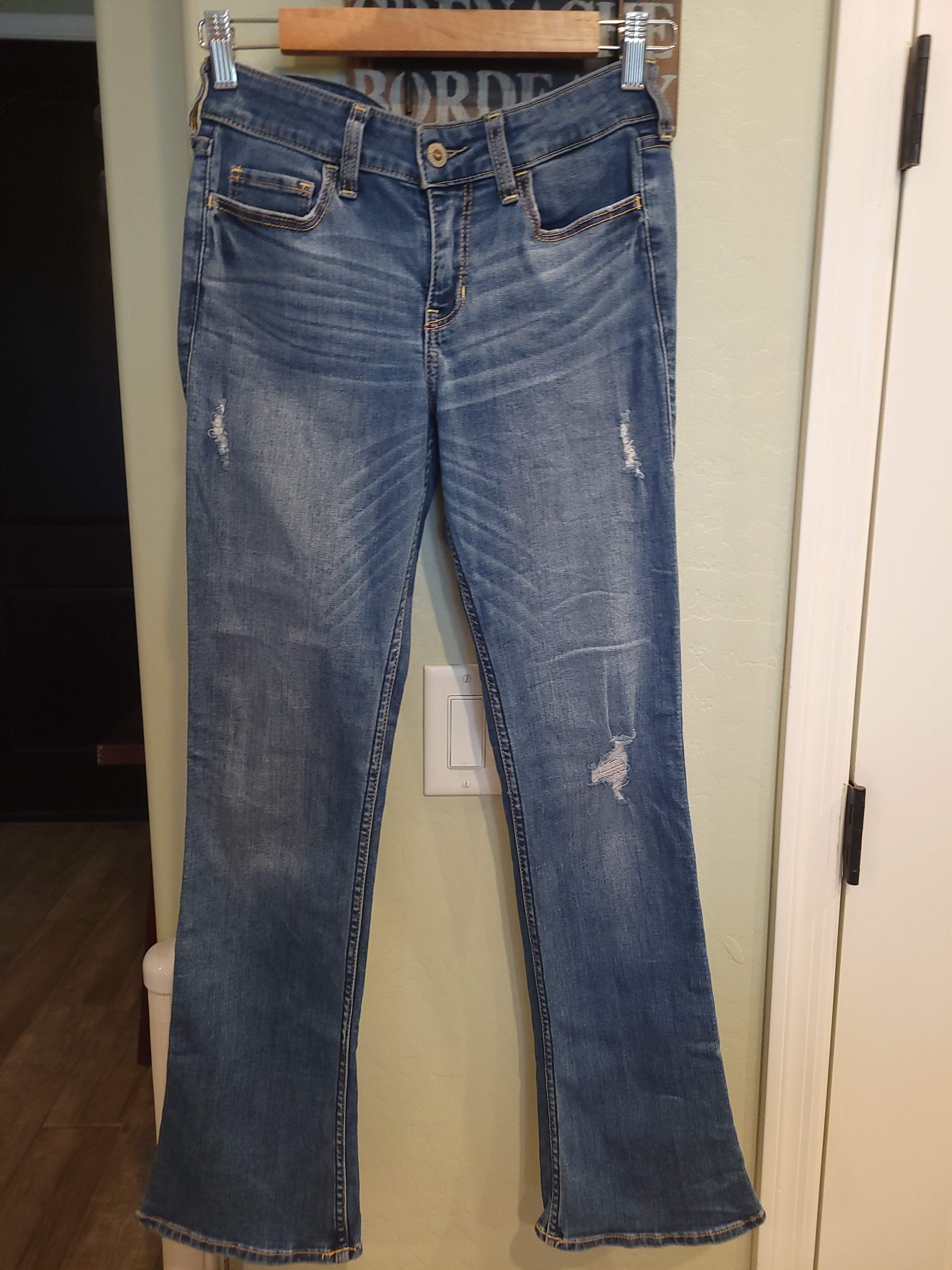 Hollister Blue Distressed Bootcut Jeans